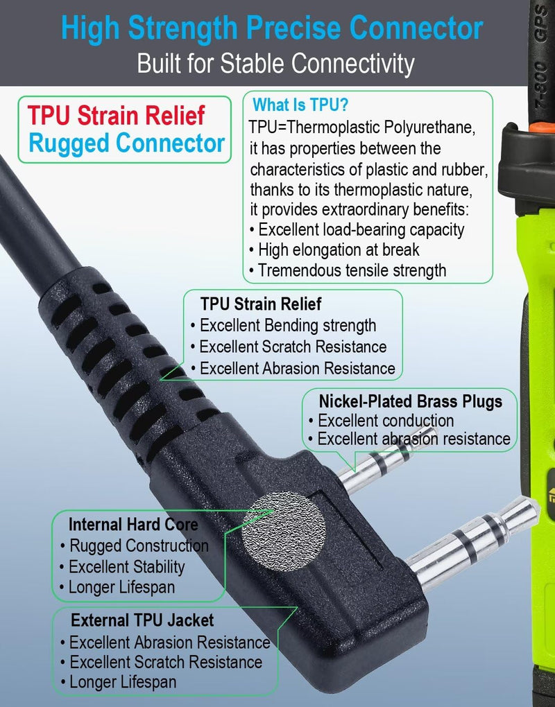 commountain Heavy Speaker Mic Compatible for Baofeng Radios BF-F8HP BF-F9 UV-82 UV-82HP UV-82C UV-5R UV-5R5 UV-5RA UV-5RE UV-5X3 and Kenwood BTECH Retevis Samcom Radios, Walkie Talkie Microphone Green