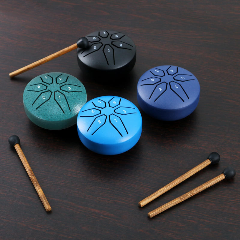 EASTROCK Mini Steel Tongue Drum for Kids 3 Inch 6 Notes Percussion Instrument Handpan Drum C Key with Mallets,Music Book (Green) Green