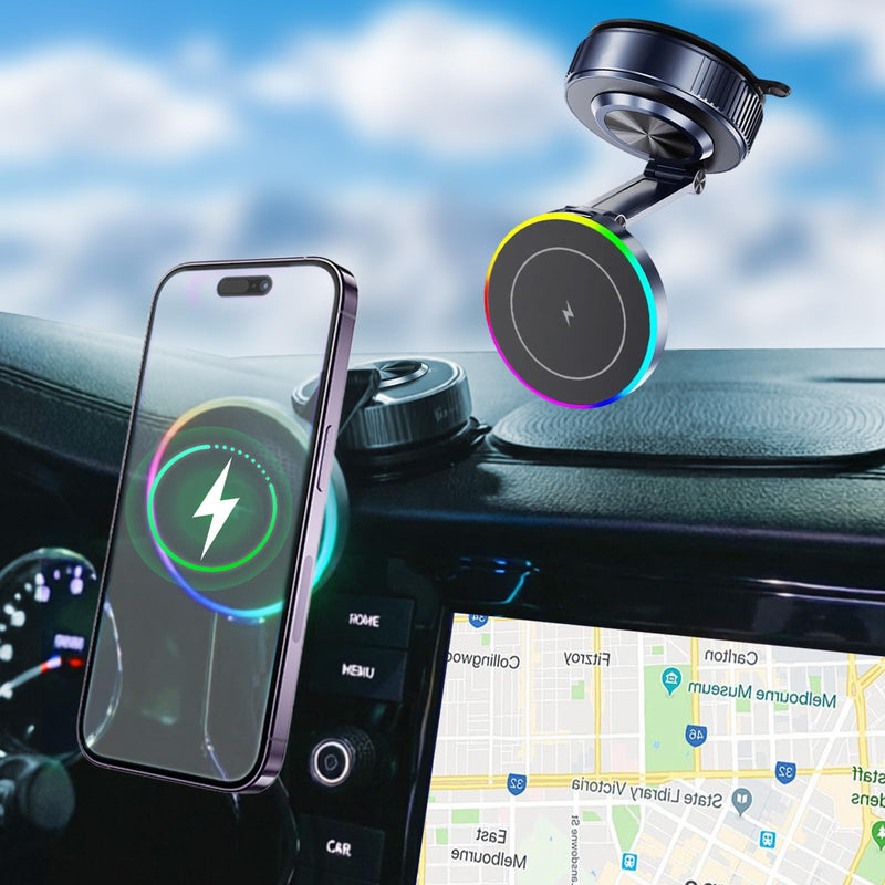 for MagSafe Car Mount Charger, 15W Magnetic Wireless Car Charger, 360° Adjustable Car Phone Holder, Strong Magnetic, Vacuum Magnetic Phone Holder with Nano Adhesive Base for iPhone 17-12 & Android
