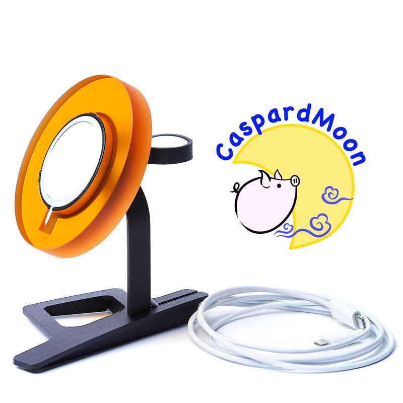 Amber Glaze 2-in-1 Genuine Magnetic Charger Holder Phone Stand for Genuine Mobile Phone & Smart Watch, 3D Designed Base, Magnetic Snap-On Charging CAEIPAWS3DPID002A