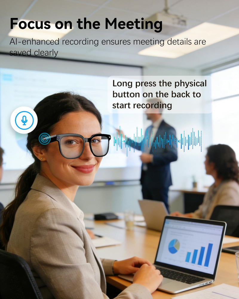 AI Smart Glasses with 8MP Camera, 4K Video and 139-Language Translation | Photochromic Lens, Audio Recording, Object Recognition, ChatGPT Assistant,Hi-Fi Audio,IPX5 waterproof,Gift Selection Deep Black