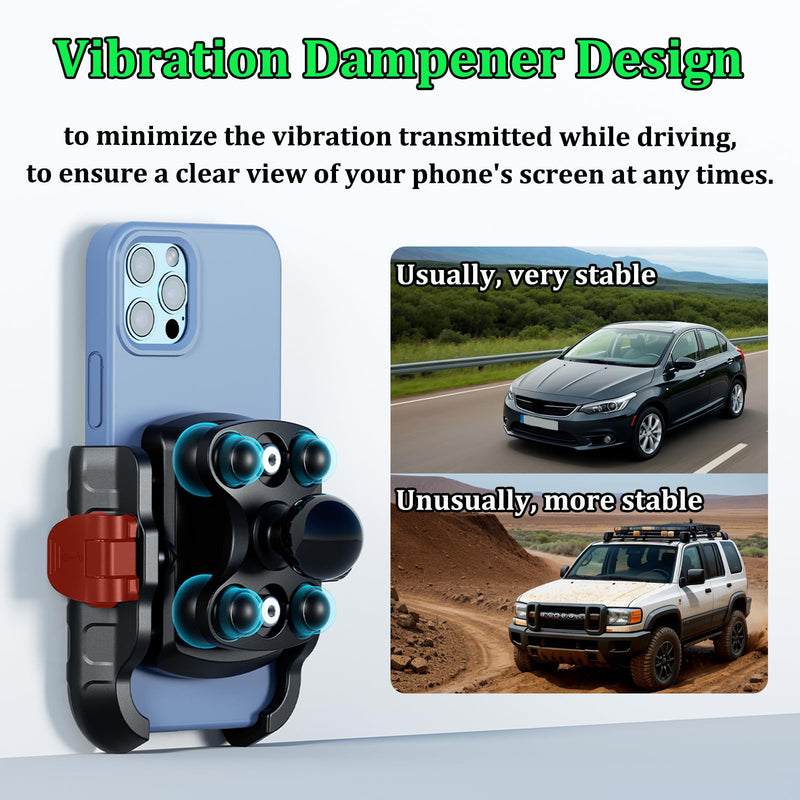 LOKTENWO Car Phone Holder Mount with Vibration Dampener | [Camera Friendly] [1s Lock & Release] Twist-Lock Suction Cup Base for Vehicle Windshields, Fit 5.4''-7.2'' Smartphones