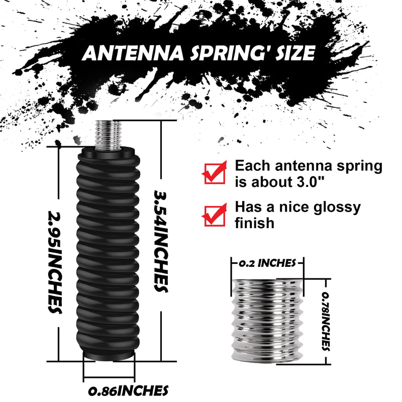 SS-3H CB Antenna Spring, Stainless Steel Heavy Duty CB Radio Antenna Mount Spring, Spring to Fit Mobile/in-Vehicle CB Radio Antenna Mount Up to 60" Long and 3/8" X 24 Thread (Black) Black