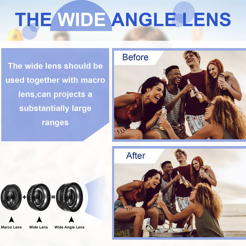 [AUSTRALIA] - 2 Pack Universal 3 in 1 Camera Lens Kit Phone Camera Lens Clip Fisheye Lens Macro Lens Wide Angle Lens Cell Phone Lens Attachments Compatible with Most Smartphones for Video, Live Show, Vlog 