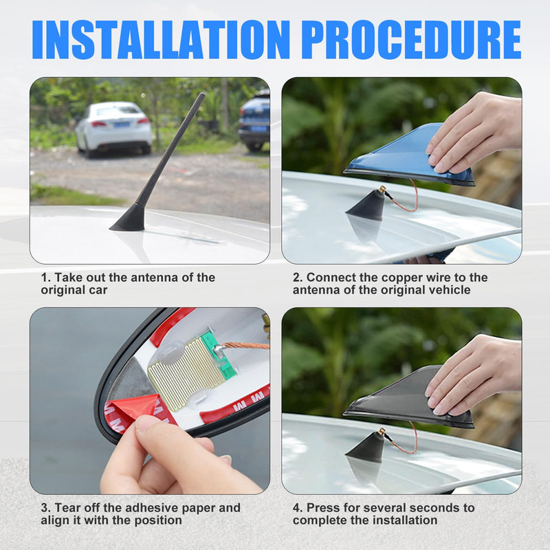 1 PC Car Shark Fin Antenna, AM/FM Radio Signal Base Cover, ABS Signal Receiver, Punching-free Antenna Replacement, Universal for Most Cars, Trucks and Vans (Carbon Fiber Black) 1 PC Carbon Fiber Black