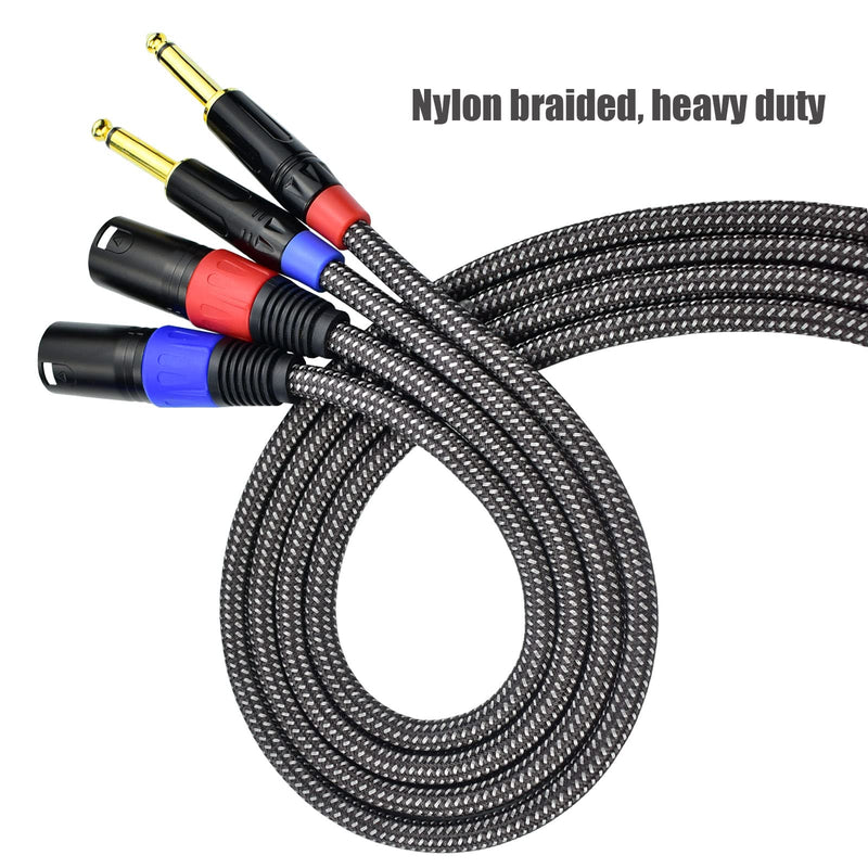 Unbalanced 1/4" TS Mono to XLR Male Microphone Cable, 3.3Feet 6.35mm Quarter inch to XLR Audio Patch Cord, Nylon Braided Heavy Duty, Copper Shielded Noise Free, for Speaker Mixer - 2Pack 3.3Feet, 2Pack