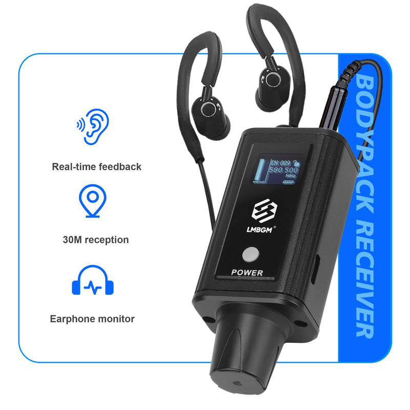 A9 UHF Wireless in-Ear Monitor Pro System Transmitter and Beltpack Receiver for Studio, Band Rehearsal and Live Performance (A9-1) (A9-1-BK) A9-1-BK