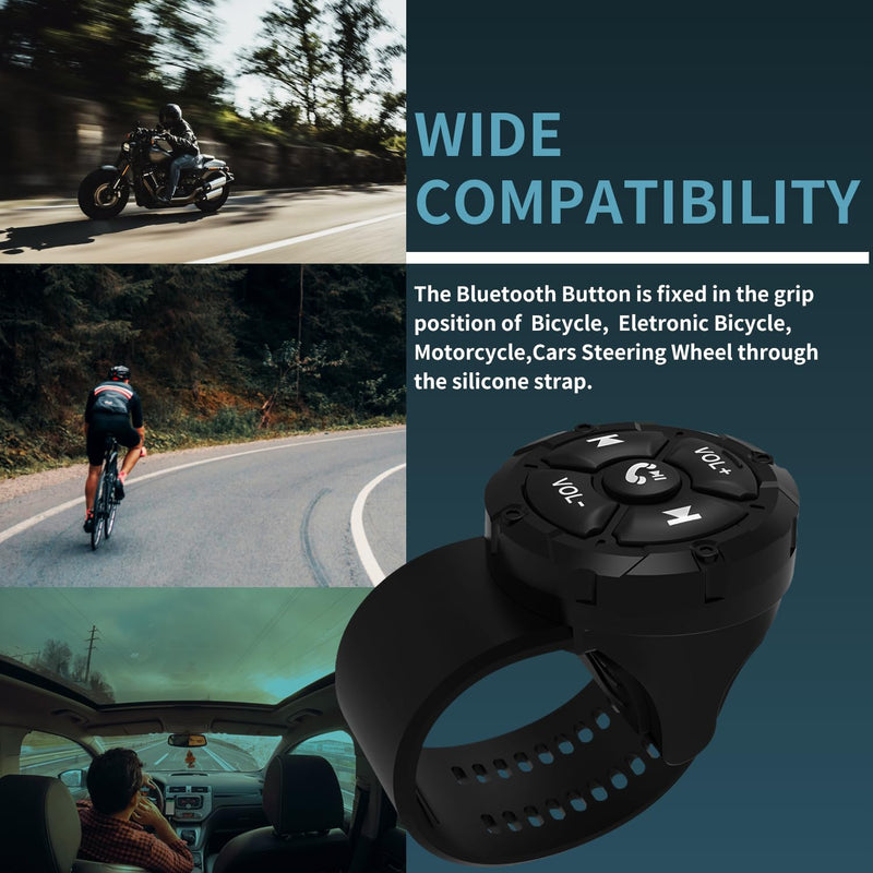 [AUSTRALIA] - Bluetooth Media Button Remote,Waterproof Wireless Music Controller for Car Bike Motorcycle,Steering Wheel Control Button Compatible for iPhone/Android Phone Black 