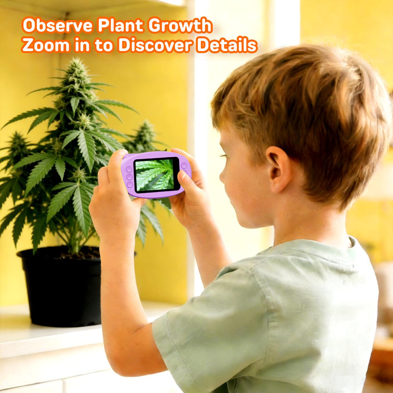 [AUSTRALIA] - 1000X Handheld Digital Microscope for Kids with 2.0" IPS Screen, Easter Gifts Portable STEM Science Lab Toy, Rechargeable Pocket Microscope Educational Gift for Boys & Girls Age 4-6 8-12, Purple Purple 