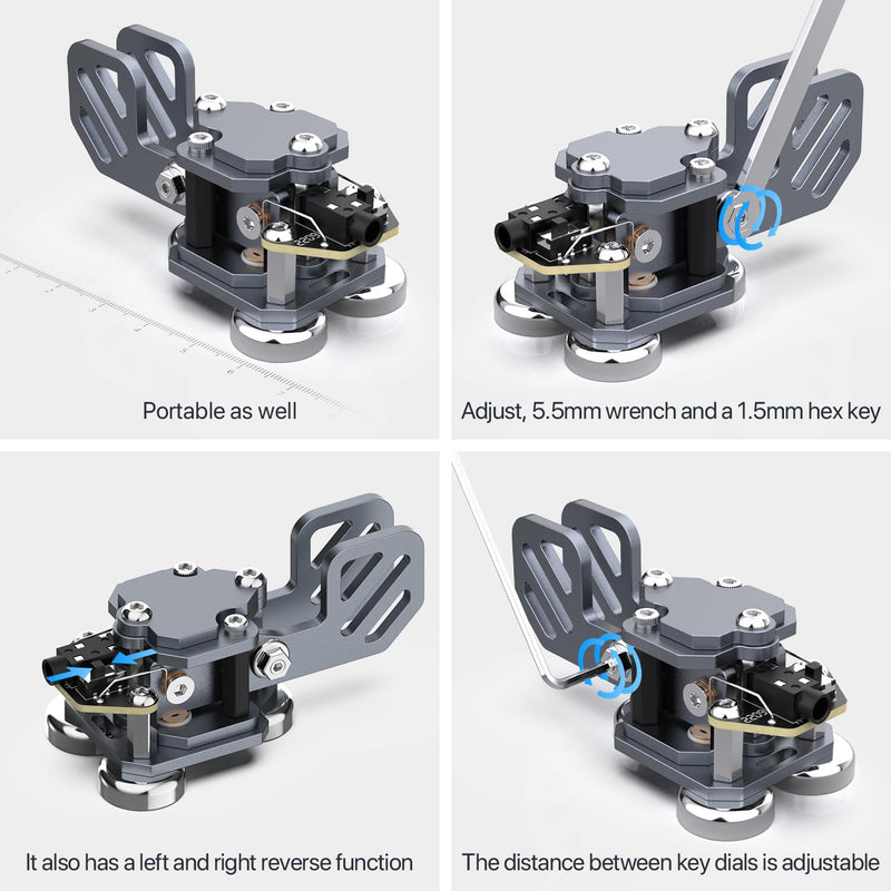 Mini CW Key Automatic Morse - Radio HAM Send Telegram Double Paddle Morse Code Key with Aluminum Body Three Neodymium Magnets Base Grey