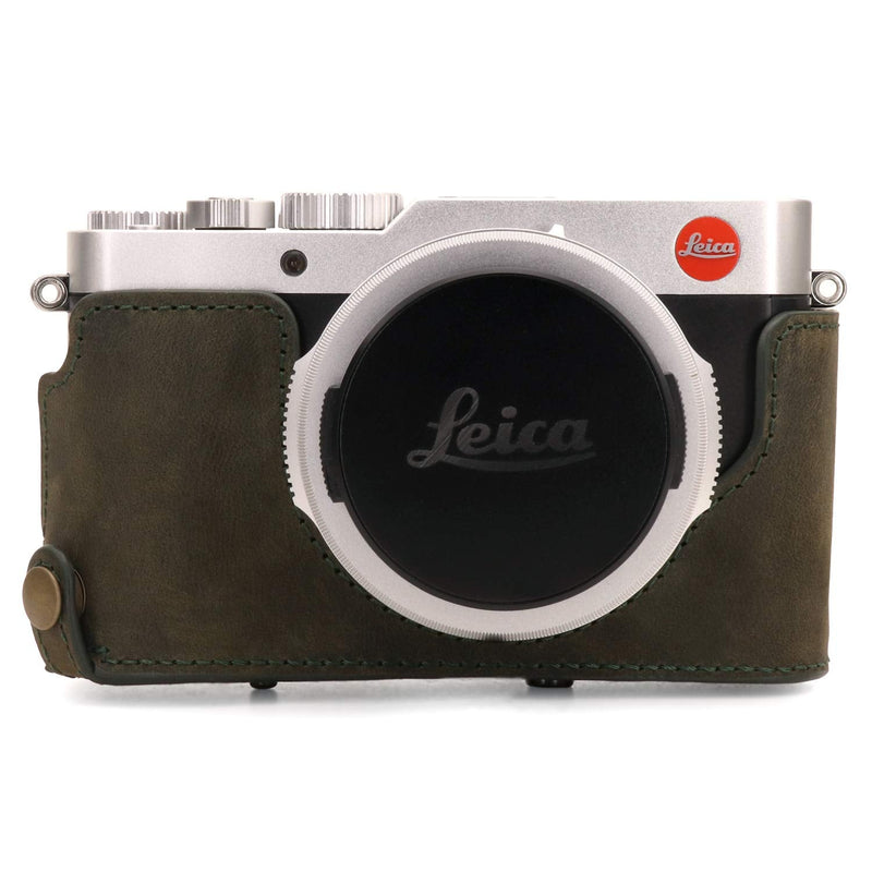 MegaGear MG1698 Ever Ready Genuine Leather Camera Case Compatible with Leica D-Lux 7 - Khaki Green