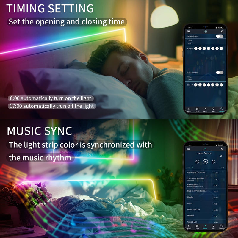 20FT LED Strip Lights COB Smart IC, 24V RGB LED Lights for Bedroom with RF Remote Smart App Button Controller Music Sync Color Changing Strip Lights for Game Room Kitchen Cabinet Lighting 20FT