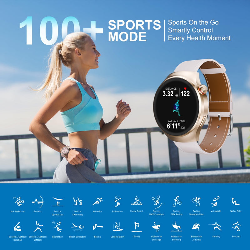 Watches for Women,Compatible with iPhone/Android Phones,Women Smart Watches,with Heart Rate/Sleep/Spo2 Monitor,Sports Watch,Waterproof Fitness Smartwatch (Gold) Gold