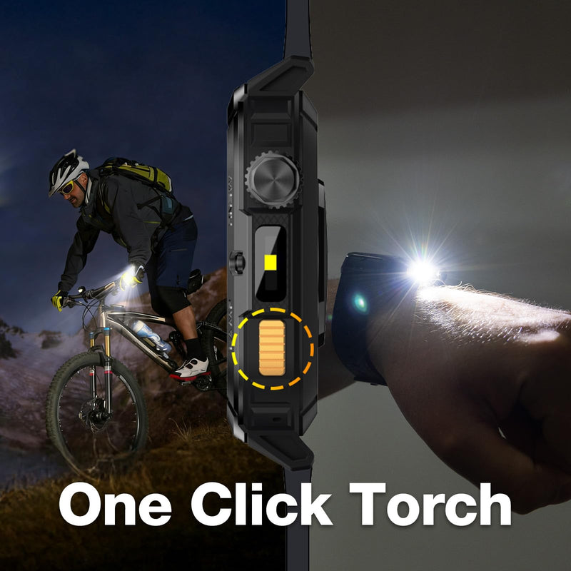 AGM Legion 3 Military Smart Watch, AMOLED, Bluetooth Call, Flashlight | MIL-STD-810H, 5ATM+IP68, 100+ Sport Modes, Strava Compatible, 10-Day Battery, 22mm Universal Band
