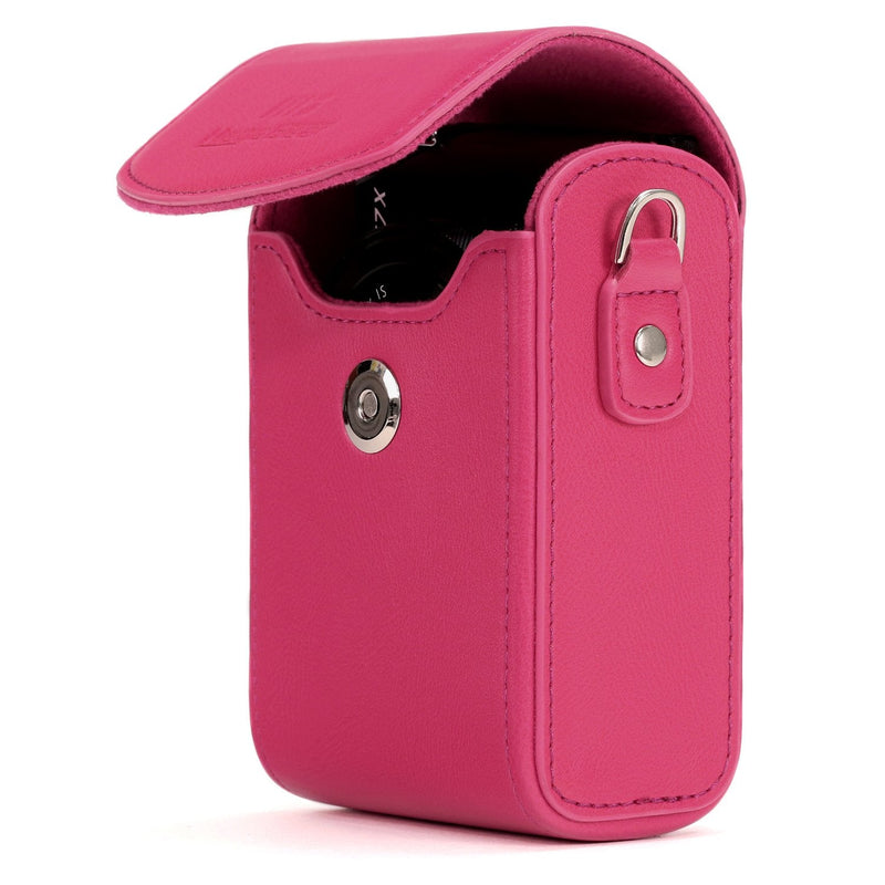 MegaGear MG1561 Leather Camera Case with Strap Compatible with Sony Cyber-Shot DSC-RX100 VI, DSC-RX100 V, DSC-RX100 IV - Hot Pink