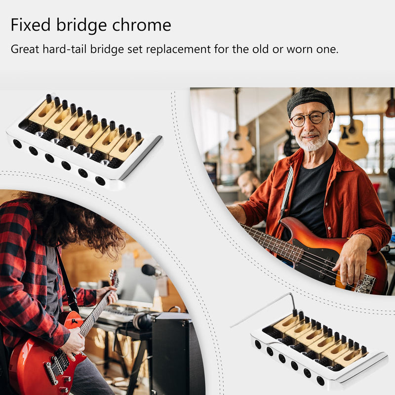 [AUSTRALIA] - 6 String Hard-tail Fixed Bridge Set with Wrench and Screws for Electric Guitar Replacement Parts guitar bridge, bridge(Golden) 