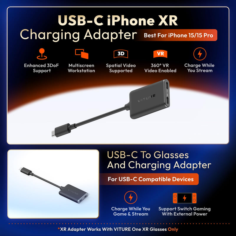 [AUSTRALIA] - USB- C XR Charging Adapter for iPhone 15/15 Pro, Enabling Multi-Screen, Enhanced 3DoF, Spatial 3D, VR Video Features on Your iPhone 15/15 Pro, Charge and Play for Other Devices 