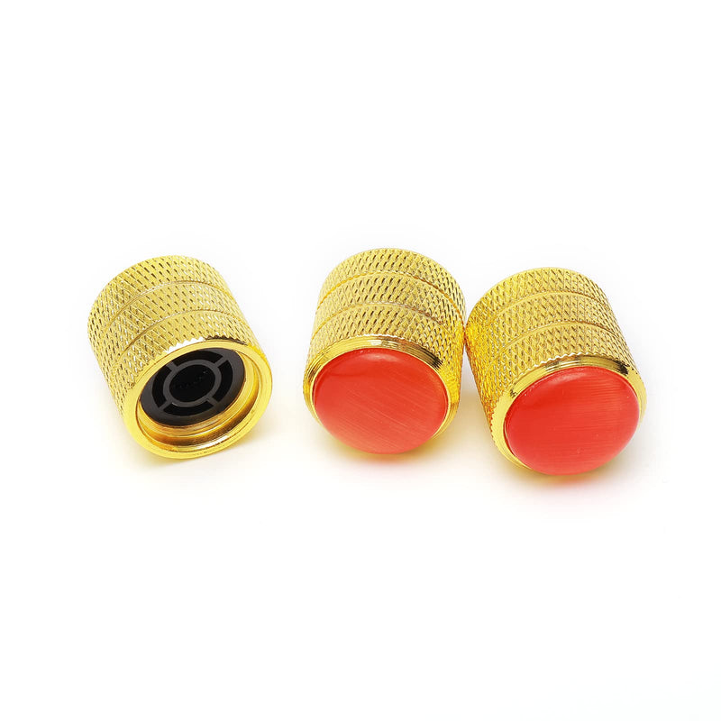 3PCS Gold Metal Guitar Speed Control Knobs Volume Tone Control Knobs with Red Dome for 6mm Shaft Pots