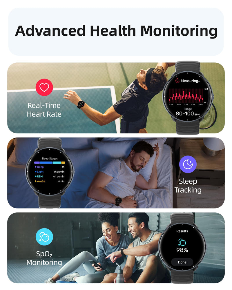 Parsonver Swimming Smart Watch, 5ATM Waterproof Watch for Pool & Open Water | AI Swim Analysis, Built-in GPS & Compass, AMOLED Screen Fitness Trackers 100+ Sports Modes, Heart Rate & Sleep Monitor, Black