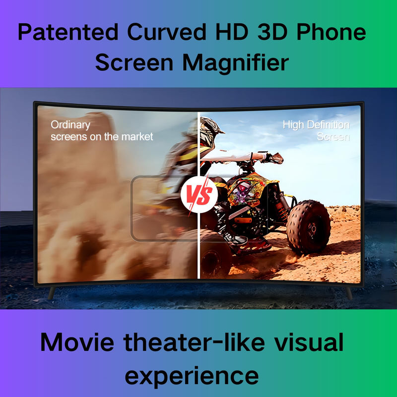 Screen Magnifier for Cell Phone, 14" Curved Phone Magnifying Screen Upgraded HD 3D Phone Screen Amplifier Phone Stand with Screen Enlarger Compatible with All Smartphones for Movies Videos 14 Inch