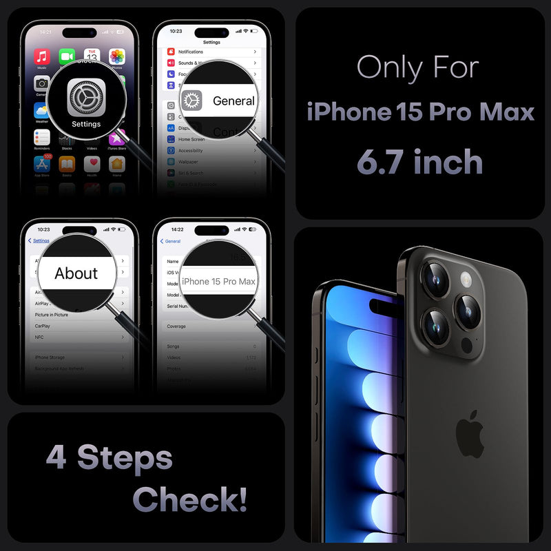 TOCOL 3 in 1 Magnetic for iPhone 15 Pro Max Case, Upgraded [Full Camera Protection], [Compatible with MagSafe] [15FT Drop Protection] Shockproof Translucent 15 ProMax Bumper 6.7, Black for iPhone 15 Pro Max 6.7" Space Black