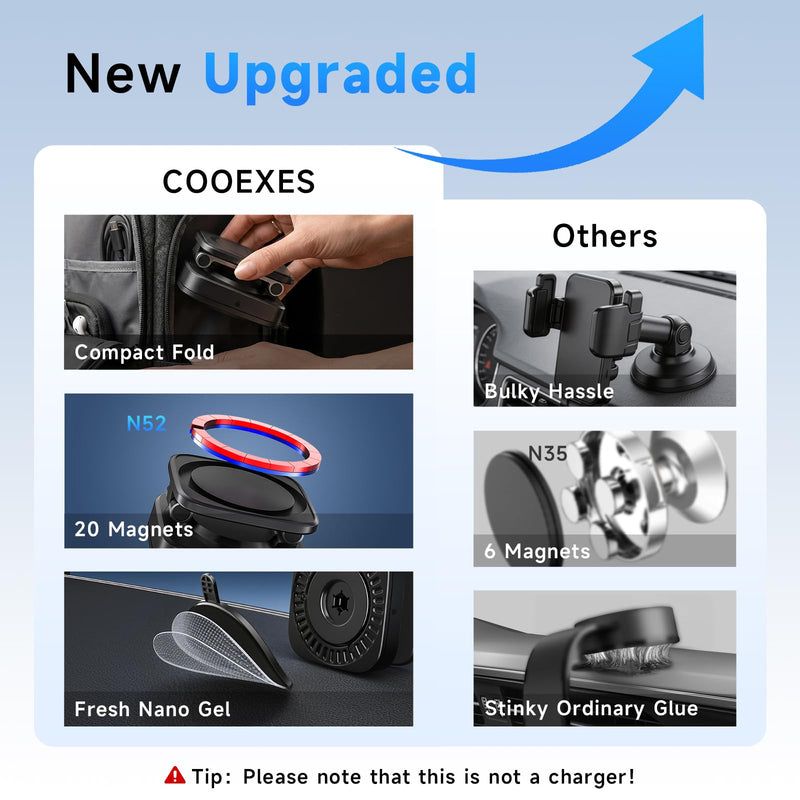 Magnetic Car Phone Holder for Dashboard & Windshield, Quick-Swap Cell Phone Mount with Strong Suction Cup, 360° Adjustable Car Phone Stand, Compatible with iPhone 17-12Pro Max, Samsung Galaxy