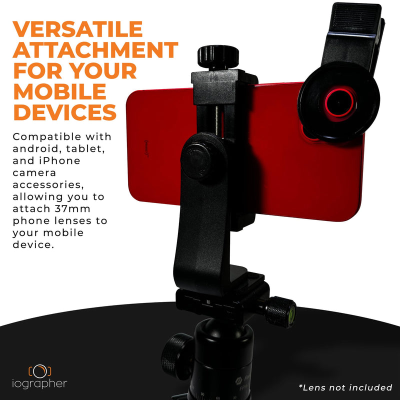 iOgrapher Compact and Portable Lens Clip-On - Easy to Use, Compatible with 37mm Lenses - Seamless Attachment, Durable Material and Steady Grip for iPhone & Android (Lens Not Included)