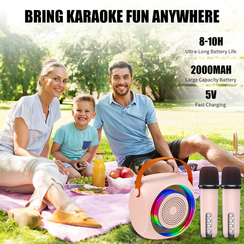 [AUSTRALIA] - Karaoke Machine for Kids,Portable Karaoke Machine with 2 Wireless Microphone with RGB Led Lights Singing Machine Karaoke Speakers Bluetooth with Microphone for Adults,Gifts for Girls and Boys Birthday 