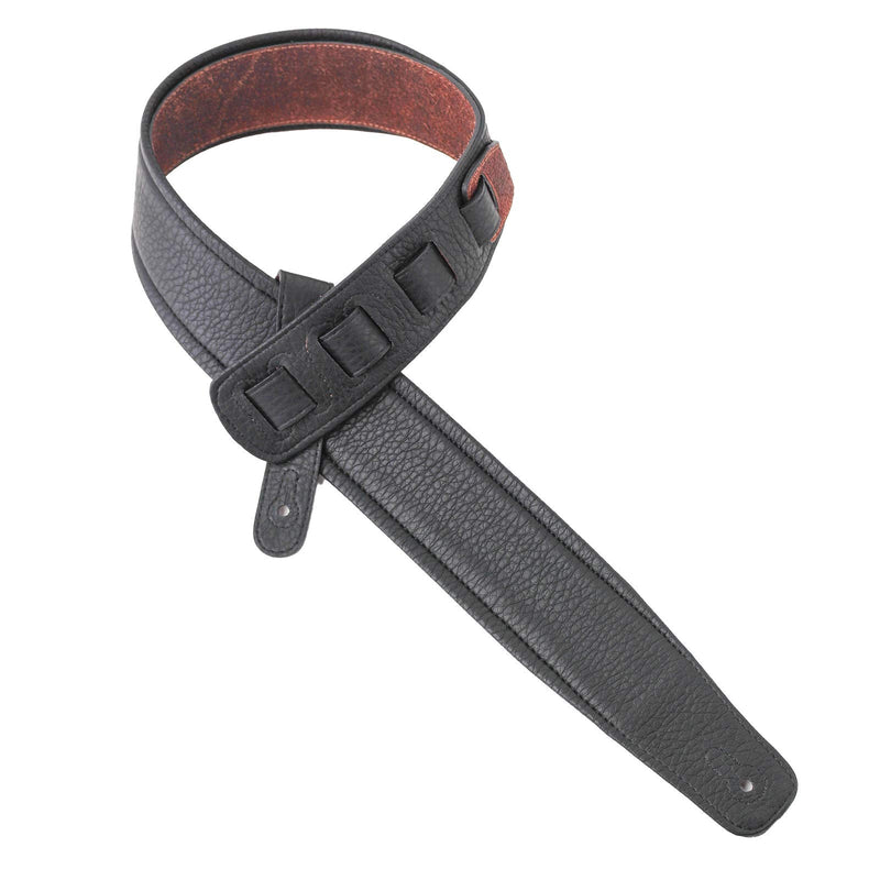 Walker & Williams STR-04 Distressed Mahogany Brown Italian Leather Padded Guitar Strap For Acoustic, Electric, And Bass Guitars
