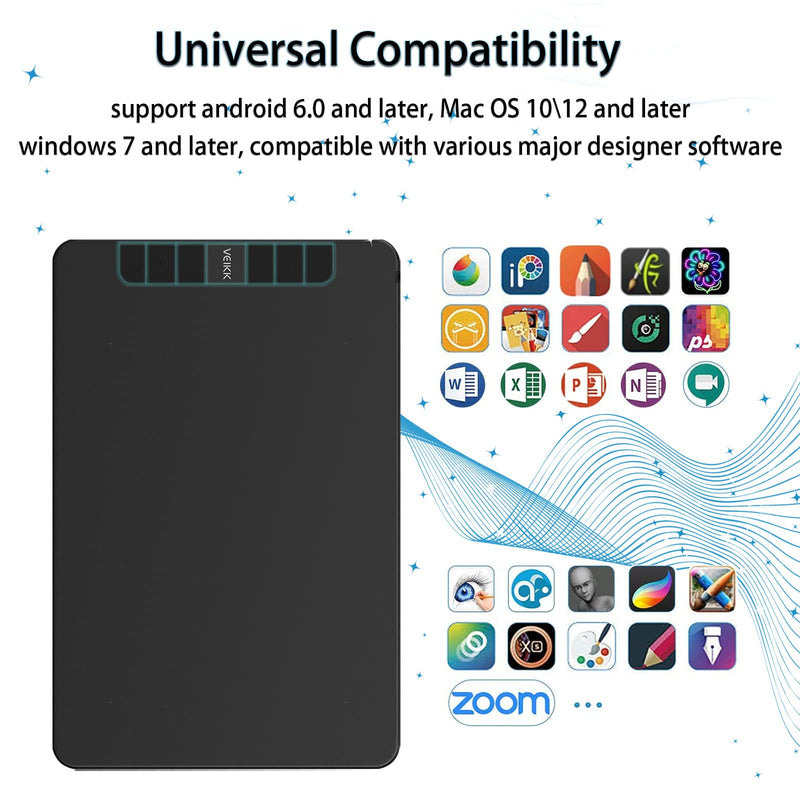 VEIKK VK640 Drawing Tablet 6 x4 inch OSU Tablet with Battery-Free Stylus for Android,Windows and Mac OS,Support Tilt Function(8192 Level Pressure)