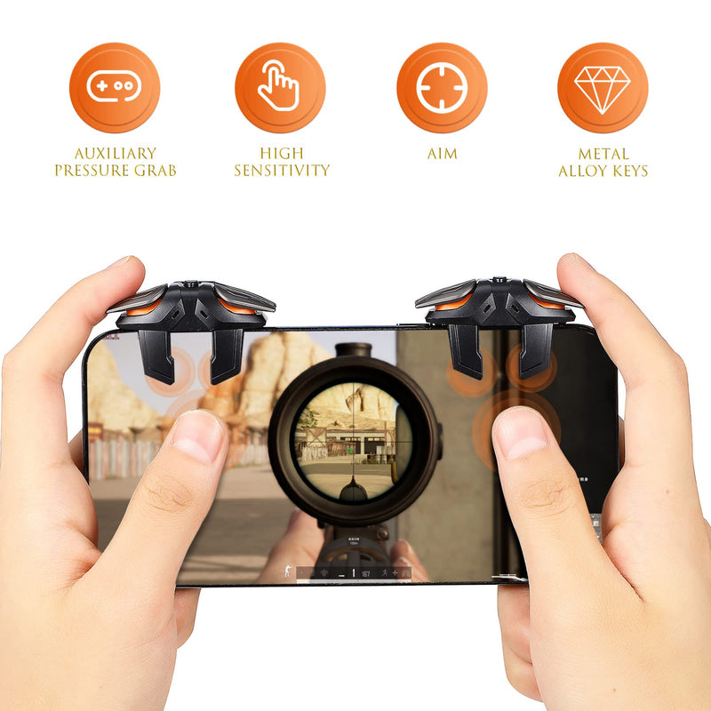 Fone Mobile Gaming Triggers - Cell Phone Game Controller with Aim & Fire Triggers Compatible with iPhone and Phone, 1 Pair with 2 Pcs Gaming Sleeves Shots Fired