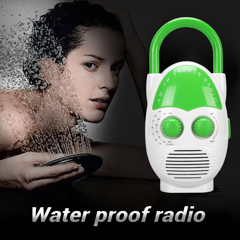 Portable Radio, AM FM IPX5 Water Proof Shower Radio 500mW Output Battery Operated Radio with Electronic Tuning for Bathroom Kitchen Outdoors