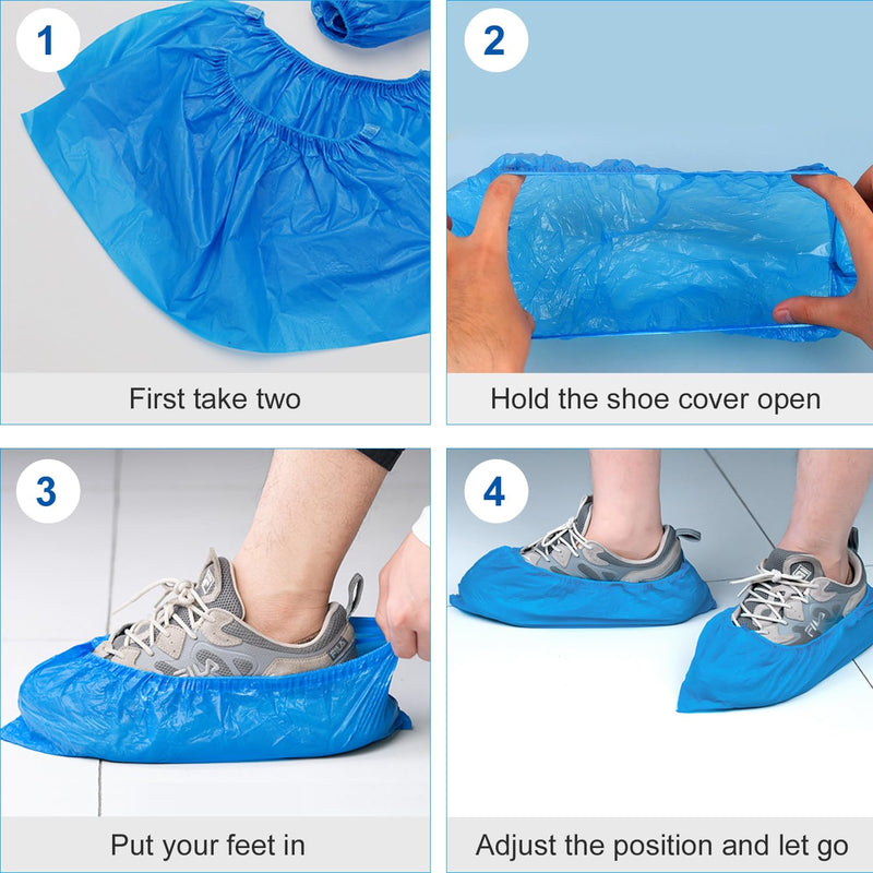 [AUSTRALIA] - Disposable Shoe Covers Pack of 100 - Waterproof & Non-Slip Overshoes Made of CPE Material, Disposable Shoe Covers for Hygiene, Protection & Rain Protection, Shoe Covers for Household, Clinic & Work 