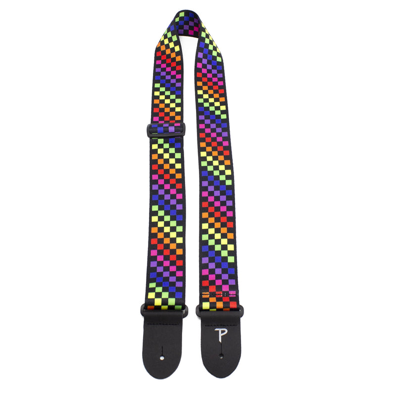 Perri's Leathers Leather Guitar Strap, 39"-58", Rainbow, Polyester, Fits Electric, Jacquard, Adjustable, Cool Acoustic Guitar Straps for Electric & Bass 58"