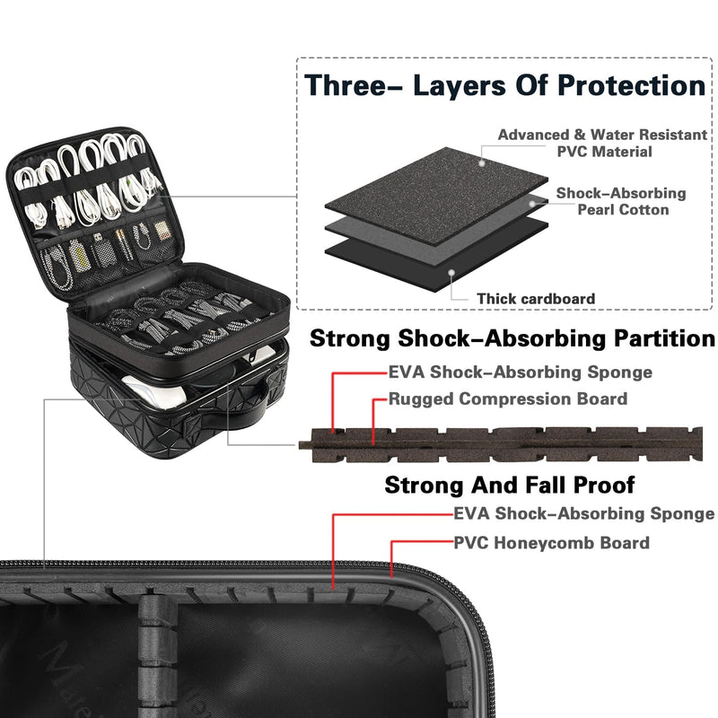 [AUSTRALIA] - MATEIN Cord Organizer Case with Adjustable Divider, DJ Cable File Bag for DJ Gear, Sound Instrument and Music Equipment Accessories, Shockproof Portable Double Layer Cord Bags, Black Large 