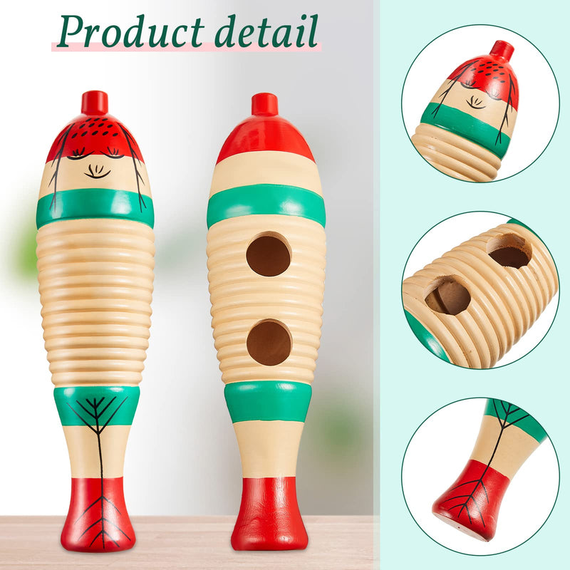 [AUSTRALIA] - 4 Pcs Christmas Fish Shaped Guiro Instrument 8.3 Inch Wood Latin Percussion Musical Instrument Colorful with Rhythm Sticks for Adults Xmas Gifts 