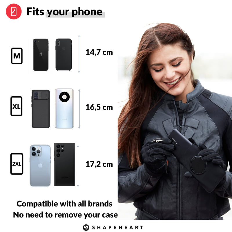 Magnetic motorbike phone holder | Anti vibration motorcycle phone holder | Waterproof Motorcycle Handlebar phone mount | 360° orientation 2XL phone up to 6.77" (17.2 cm)