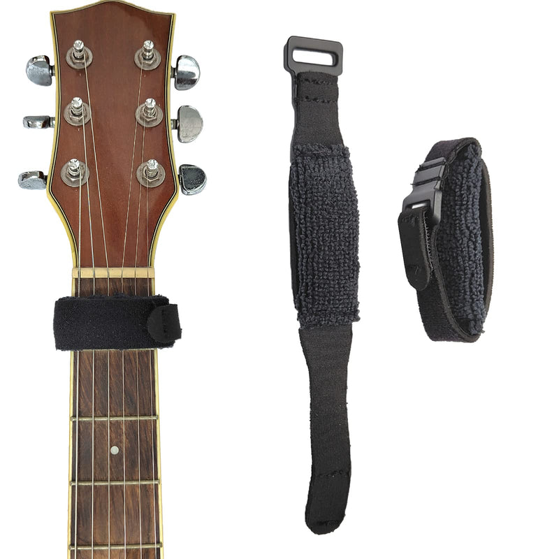 SAPHUE 2PCS Guitar String Mute Damper,Guitar String Cover Tape, Adjustable Bass Mute, Fingerboard Mute Tape, Musical Instrument Accessories（Black） black