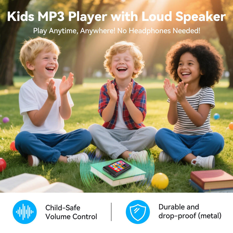 [AUSTRALIA] - MP3 Player with Bluetooth 5.4, Touch Screen Music Player with Speaker, FM Radio, Voice Recording, Supports 512GB SD Card and Includes Earphones for Portable Use During Running and Sports 16GB 