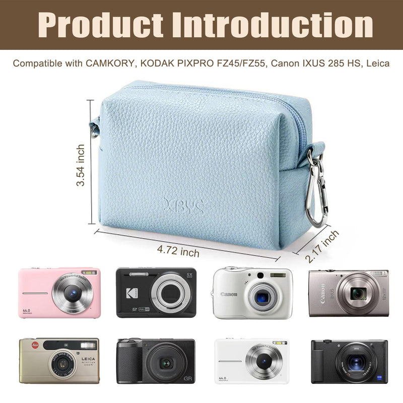 STARGAZ Digital Camera Pouch, Digital Camera Case For Kodak Pixpro Fz55 Fz45/ CAMKORY/Canon PowerShot ELPH/Lecran FHD, Travel, PU Small and Portable Camera Bag for SD Cards and Accessories (Blue) Blue