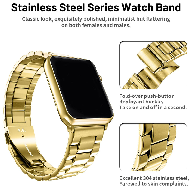 ullmosa Compatible Stainless Steel Apple Watch Band 44mm/45mm/42mm Golden with Case & Compatible Metal No tool needed Apple Watch Band with Case 44mm/45mm/42mm,Silver