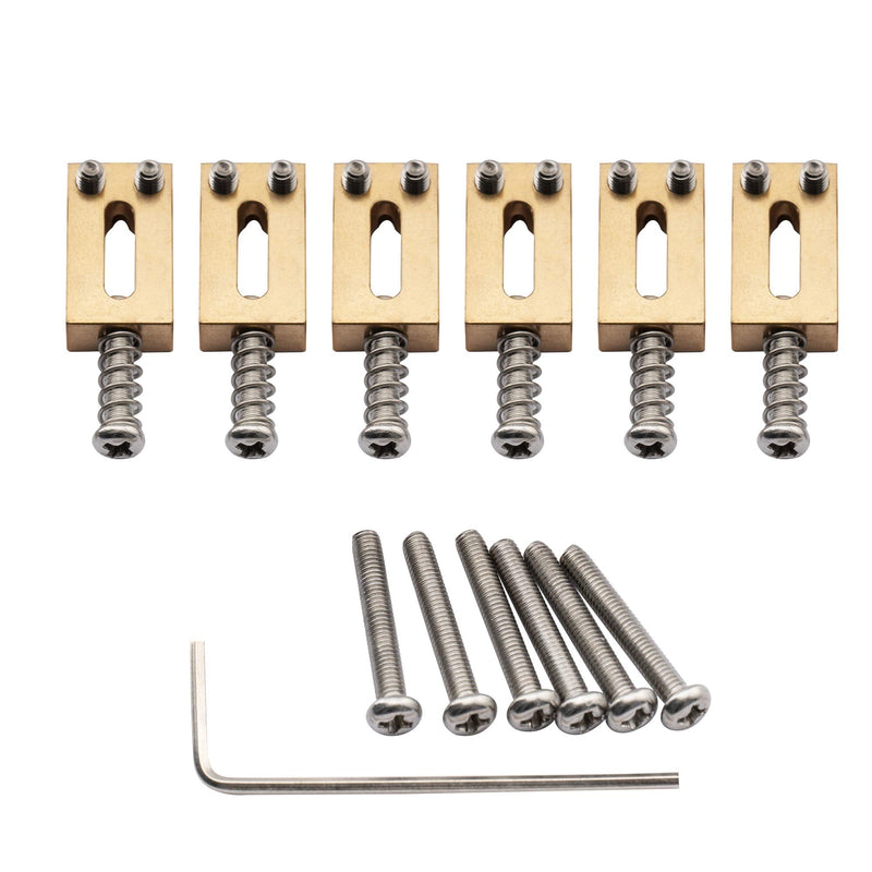 [AUSTRALIA] - Musiclily Ultra 10.8mm Guitar Bridge Saddles Brass Tremolo Bridge Saddle for Stratocaster Strat ST Telecaster Tele TL Style Electric Guitar, Original Color (Set of 6) 