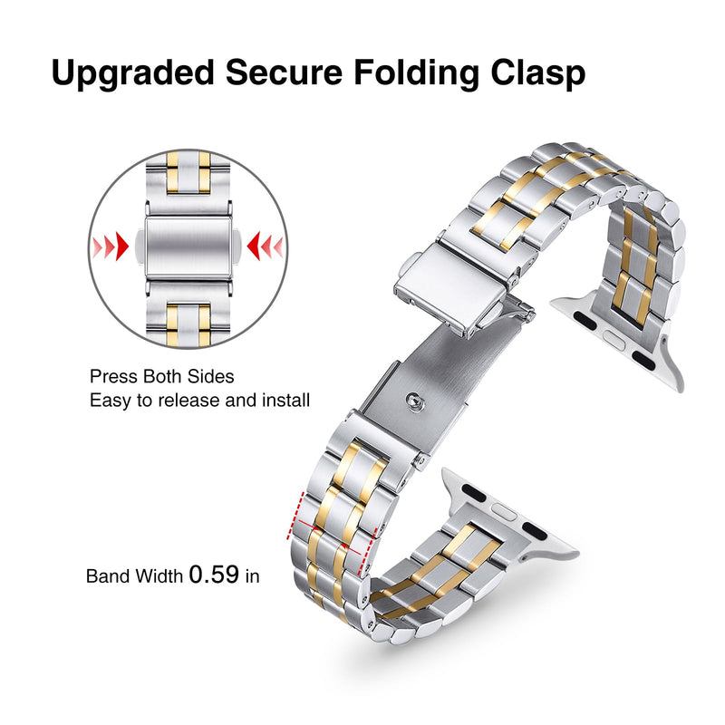 Bundle of the Starlight and Silver Gold Metal Apple Watch Replacement Band