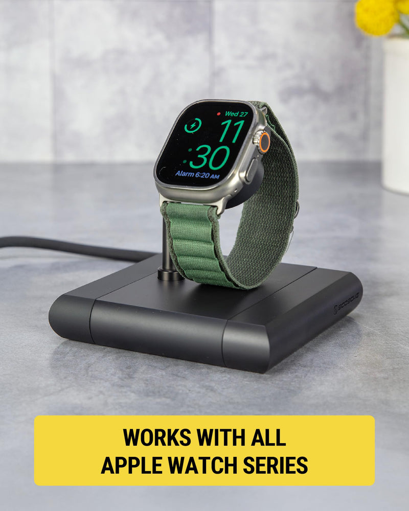 Scosche BL2AW BaseLynx 2.0, Magnetic wireless Charging Stand for Apple Watch, Fast Smart Watch Charger Docking Station Compatible with Apple Watch 2, 3, 4, 5, 6, 7, 8, 9, 10, SE, Ultra, Ultra 2, Black