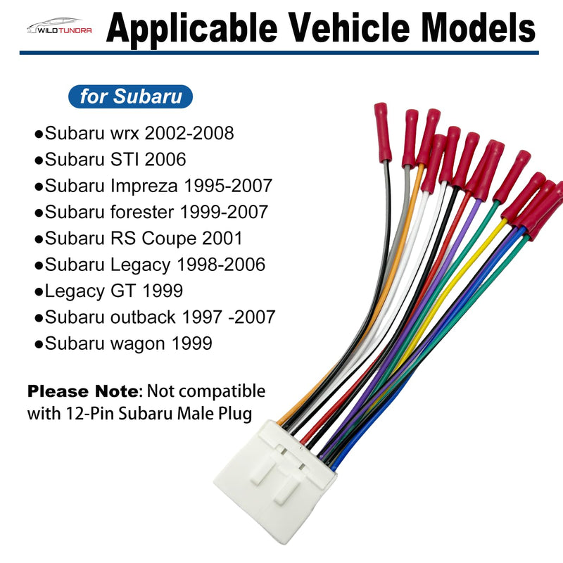 14Pin Radio Wiring Harness for Subaru 1995-2008 Aftermarket Radio Stereo Wire Harness Adapter for Subaru Outback WRX Impreza Forester Legacy Aftermarket Stereo CD Player Power/Speaker Connector