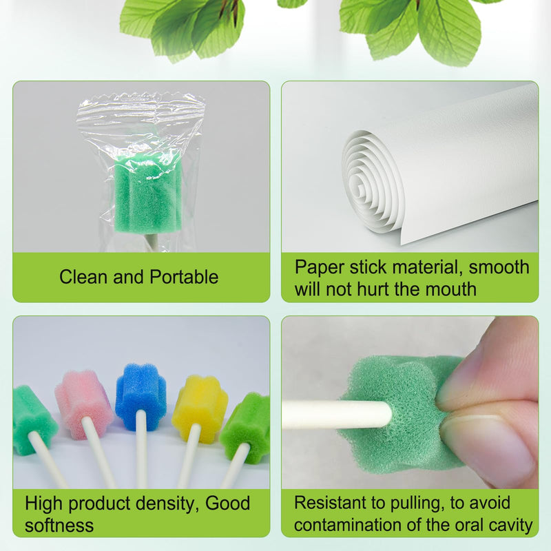 Mouth Sponges Sterile Dental Swabs, 50 Pieces Oral Care Sponge Swabs, Cleaning Mouth Swabs, Oral Hygiene Sponge, Mouth Care Swabs, Cotton Buds, Oral Care Sticks, Foam for Oral Hygiene, Cyan