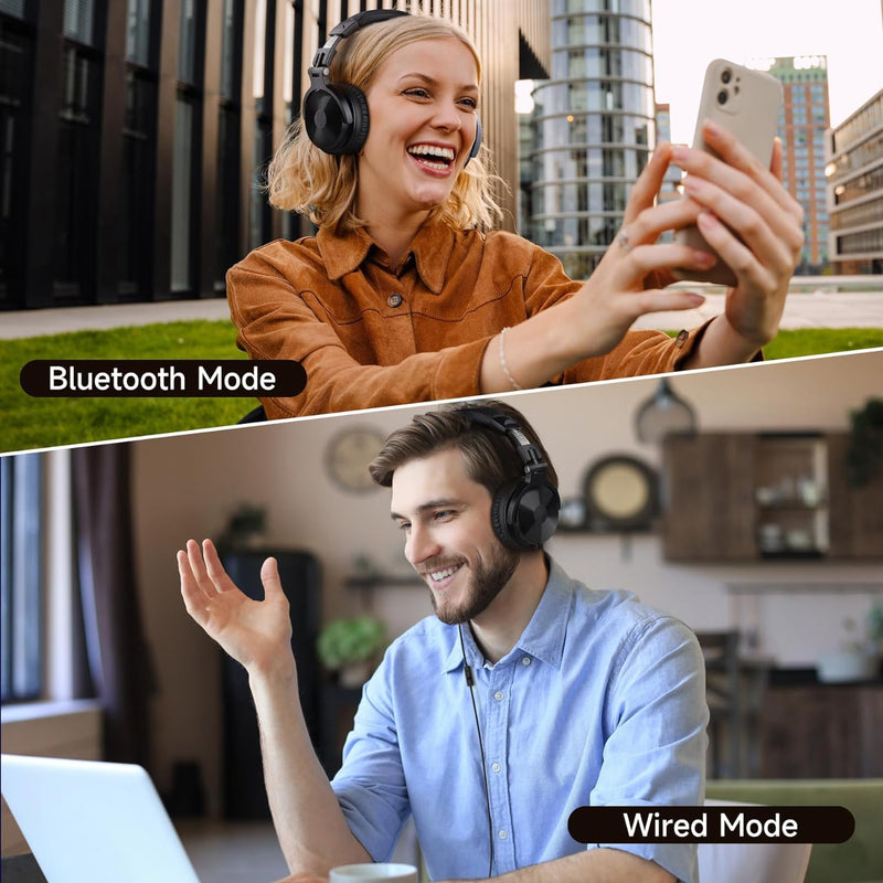 OneOdio Pro C Wired & Wireless Over-Ear Headphones, 110H, 50mm Drivers | Wired 3.5mm and wireless Bluetooth modes with 110H playtime, 50mm drivers and HD mic for PC, podcast and studio work Black
