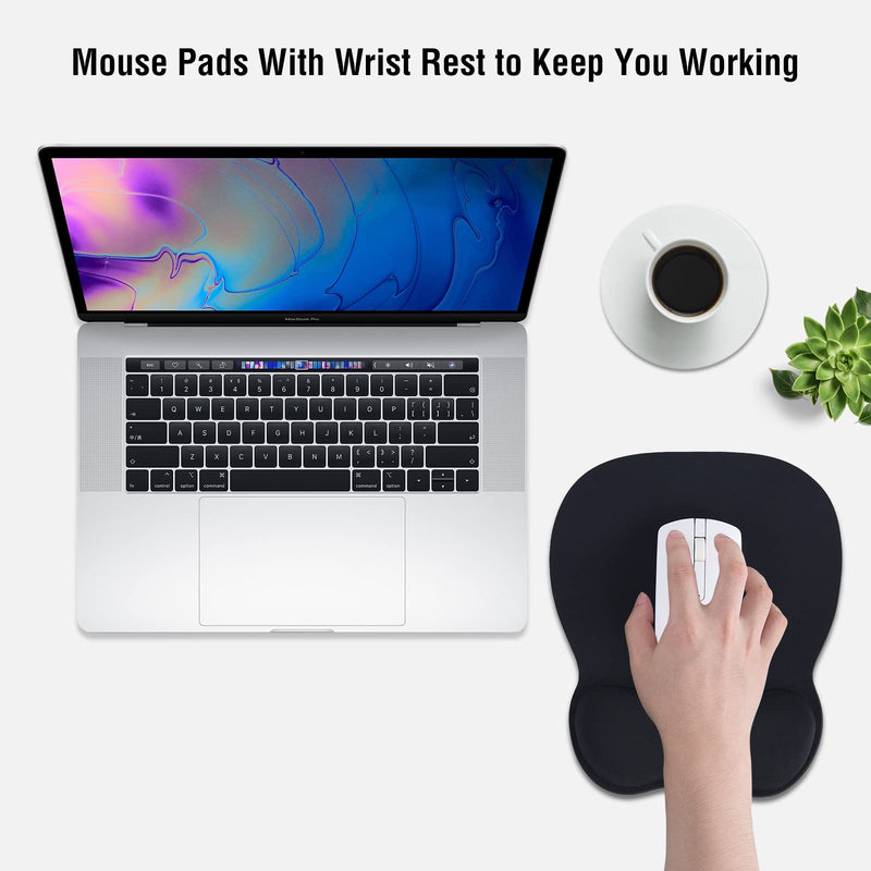 EooCoo Ergonomic Mouse Pad with Wrist Support, Non-Slip Base Mouse Mat for Internet Cafe, Home & Office Memory Foam Black