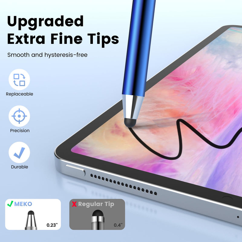 Stylus Pens for Touchscreens, MEKO 10 Pack 0.24" High Precision Replaceable Thin Tip Stylus with 20 Pcs Replacement Tips for iPad iPhone Tablets Smartphone&All Universal Touch Screen(10 Stylus+20Tips)