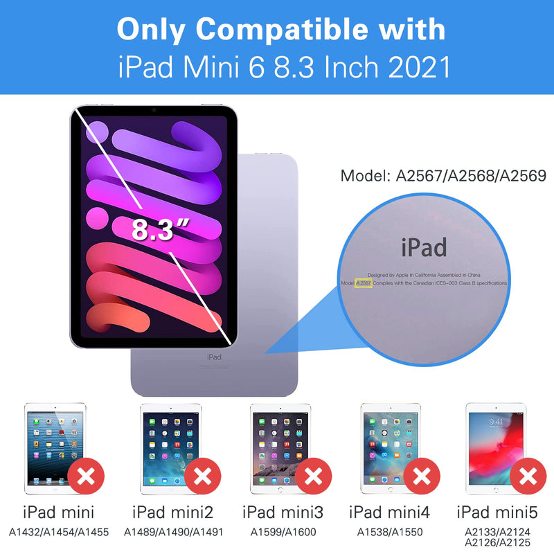 2 Pack Screen Protector for iPad Mini 6 8.3" 2021, Tempered Glass Film Guard for iPad Mini 6th A2567 A2568 A2570 -Clear 2 Pack